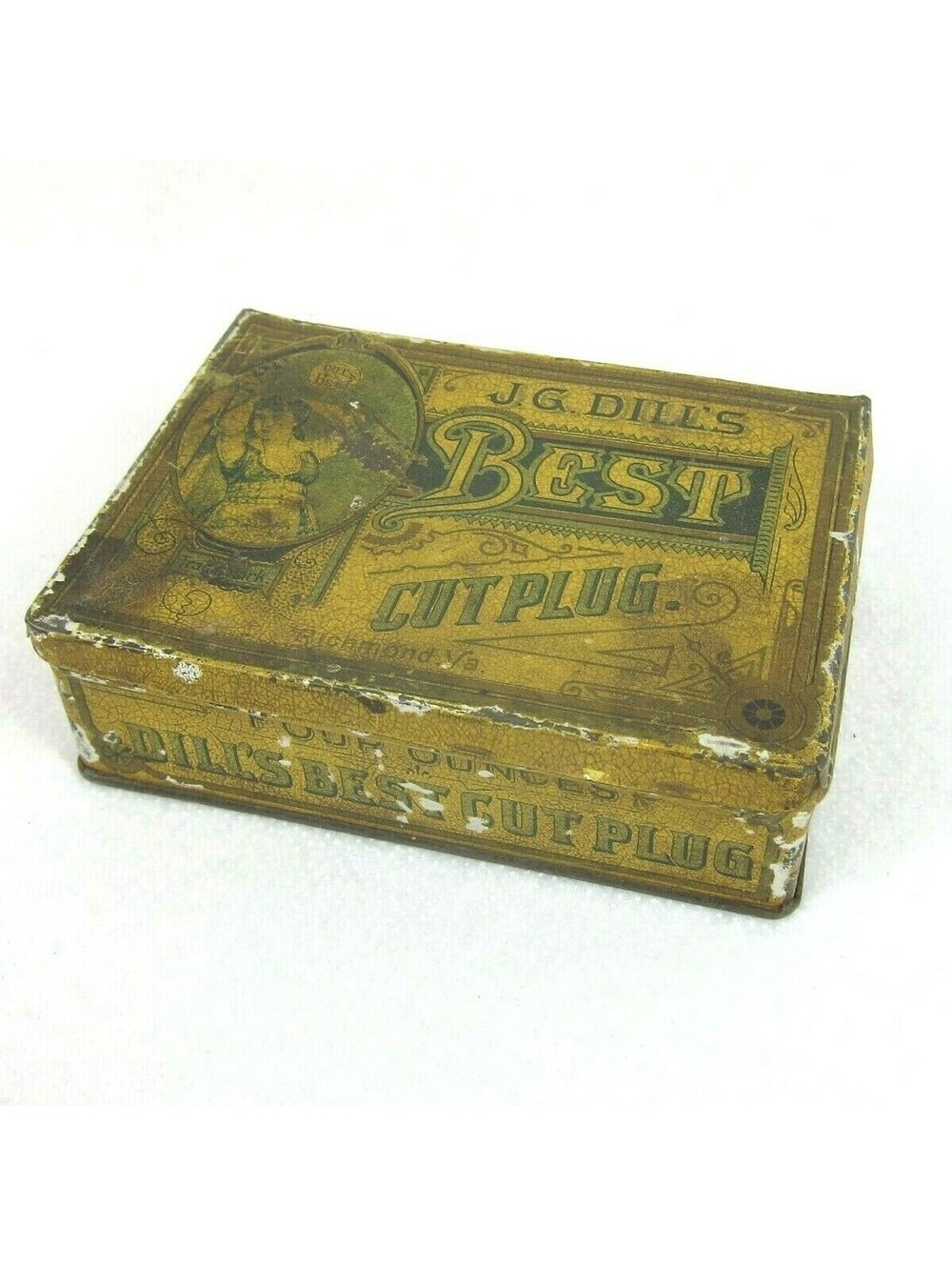 Antique 1883-1910 JG Dill's Best Cut Plug Tobacco Tin Four Ounces 4oz Virginia